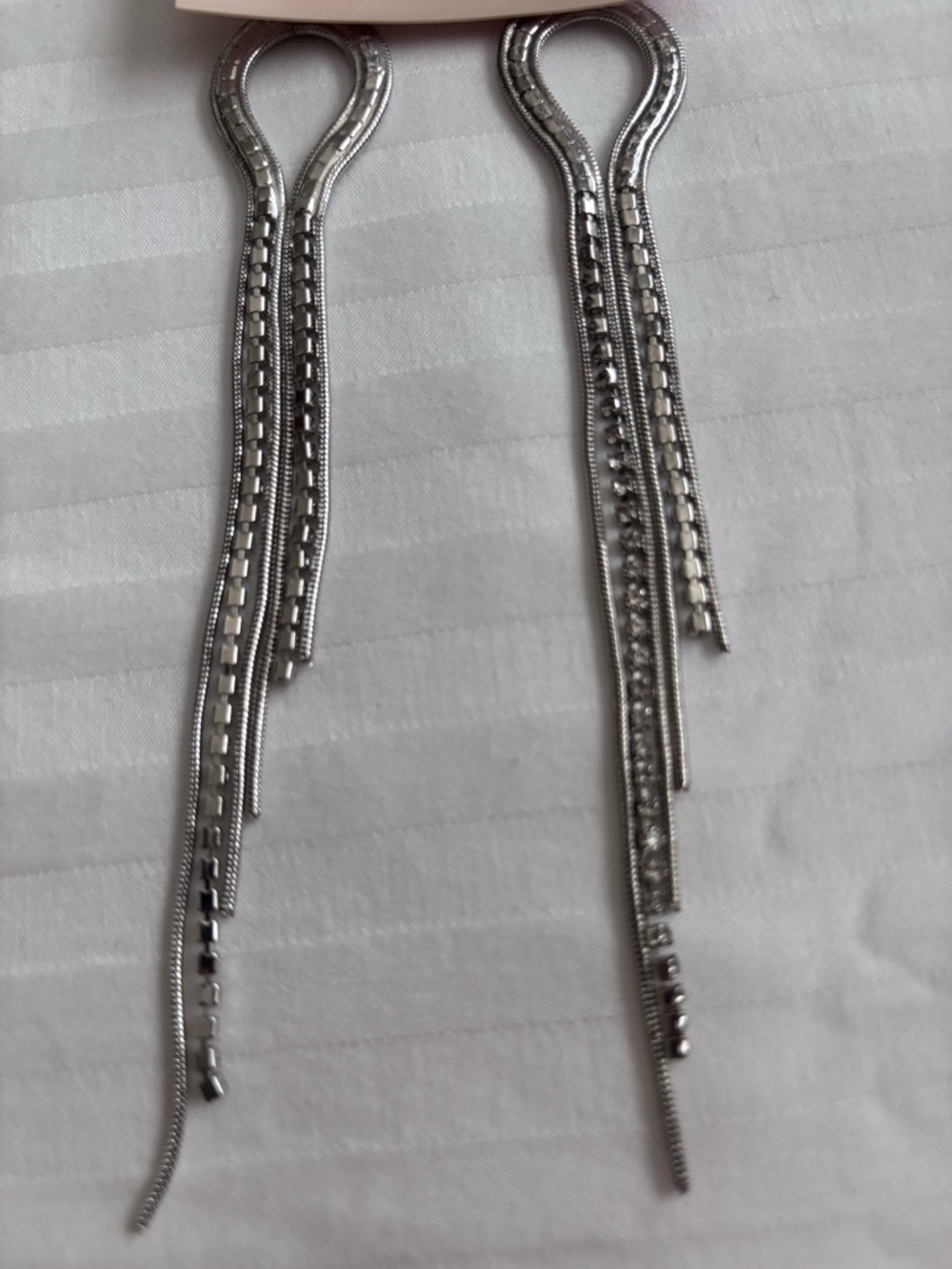 Silver Loop Dangle Earrings - Picture 2 of 2